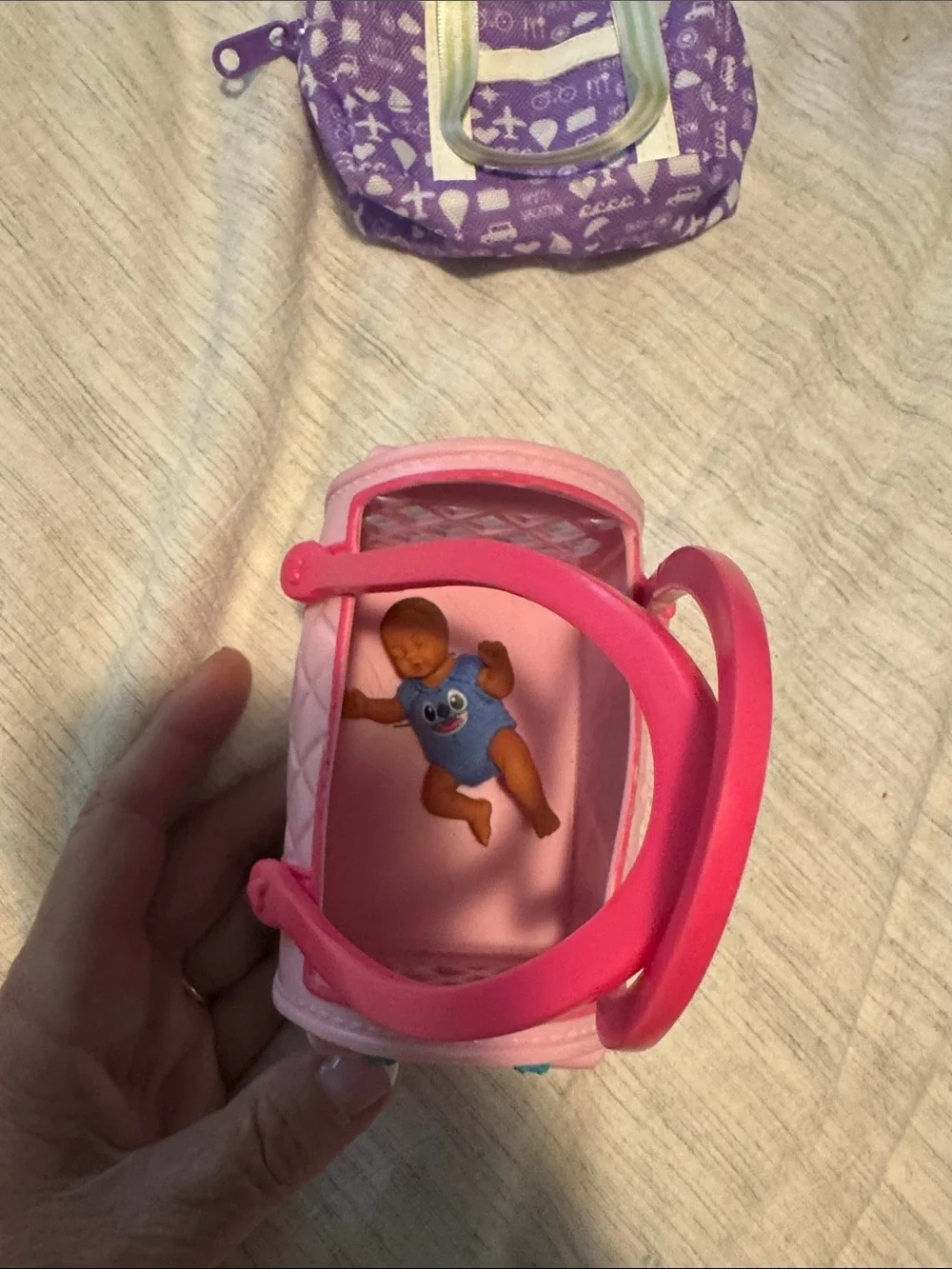 Disney Pink Minnie Mouse Mini Tote with Dark Pink Handles, purple mini doll bag